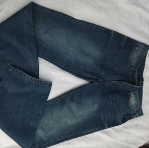 Areopostale Men Jeans Size 32 X 30 Blue Slim Straight Blasted Destressed Demin